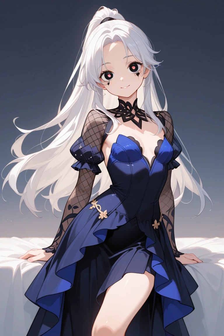 (masterpiece), (best quality), perfect face, beautiful girl, white background background, delicate and beautiful face and eyes, dark intense shadow, 
1 girl, vtuber style, cool girl, hololive, Takane Lui, Gorgeous evening dress Ruffles dress, lace, necklace, big chest, cropped shoulders, clavicle, winking, smile, body visible through clothes, chest visible through clothes, ass visible through thighs, High heel, (full body), looking at viewer, standing, 