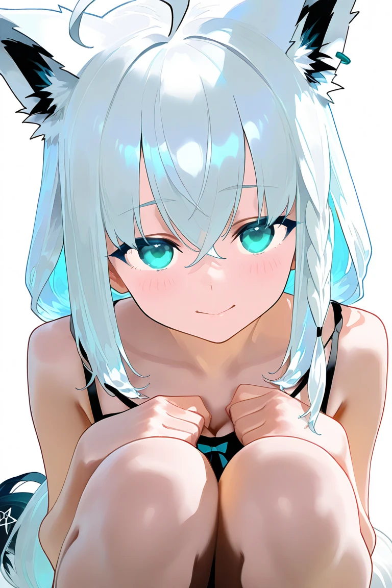 (masterpiece:1.2), best quality,PIXIV,Shiroko black,
1girl, breasts, animal ears, shiroko (blue archive), swimsuit, leash, bikini, all fours, halo, string bikini, looking at viewer, long hair, hair ornament, animal ear fluff, extra ears, white bikini, mismatched pupils, cross hair ornament, blue eyes, collar, side-tie bikini bottom, cleavage, blush, grey hair, collarbone, bare shoulders, bangs, colored inner hair, viewer holding leash, medium breasts, multicolored hair, solo focus, bare arms, barefoot, white background, ass, halterneck, blue hair, parted lips, open mouth, very long hair, hair between eyes, simple background, pov, holding leash, large breasts, wolf ears, cat ears, two-tone hair
<lora:Shiroko-000016:0.8>