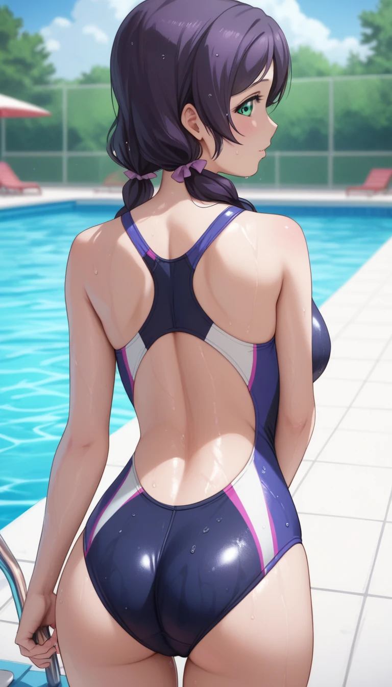 (Very detailed CG Unity 8K 壁紙),(masterpiece), (Highest quality), (Very detailed), (Best illustrations),(Best Shadow)、One girl、Very delicate school swimsuit、locker room、School Swimsuit、Changing clothes、School、Bold Pose、Angle from behind、Camel Knob