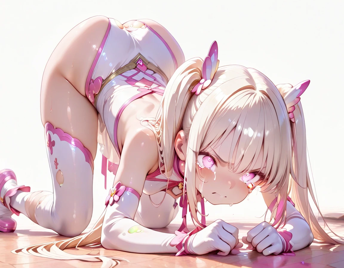 (Storyboard),1girll,female robot,Kiss,ssee-through,Sexual ,Tentacles are inserted into the mouth,Ears are inserted into tentacles,Insert tentacles in the back,heart tattoo,Black color hair,white wedding gown,Pink eyes,eyes glowing,white stockings,Tentacle sex,Kiss,cum in mouth,Scratch your feet,Obscene lines