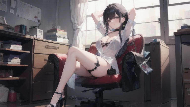 1girl, long black hair, blue eyes, sailor suit, Pleated miniskirt, city, absurdres, high res, ultrasharp, 8K, masterpiece, looking at viewer, steam, (lift skirt), white panty, floral lace undies, cameltoe, sexy, wind lift, see through nipples, beautiful face, sexually suggestive, sitting, spread legs, wet panty, navel, hairpin, collar, full body, licking ice cream, beautiful toes, beautiful hand gesture, thigh collar, belly button, navel tattoo