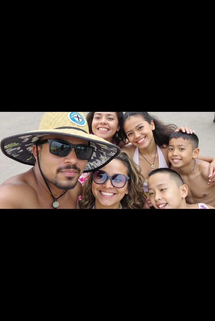 there are three people standing next to a river with a heart on it, ronaldo nazario fenomeno, ronaldo nazario, david rios ferreira, people swimming, ronaldo luis nazario da lima, river in front of him, ronaldo luis nazario de lima, luis nieves sr, in the water, having a great time, river in the background, vacation photo