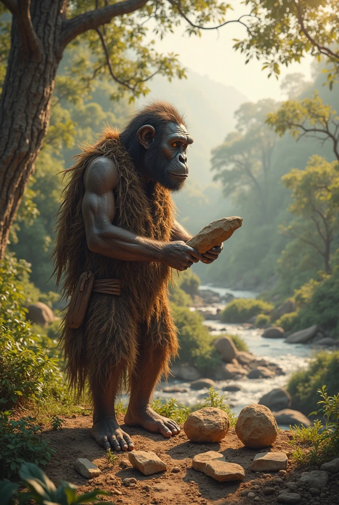Homo erectus using glass crystals as lenses