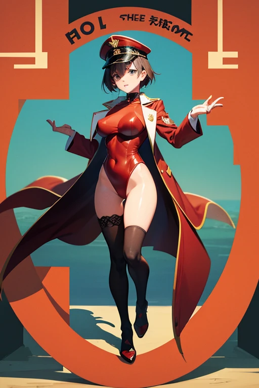 full body standing good face, nice ass, red spiky hair, beautiful woman, wide hips, cleavage, jumpsuit, leotard, heavy boots, apocalypse, muscular, thighs, mature woman, abs, looks at the viewer, lustful smirking smile face red blush