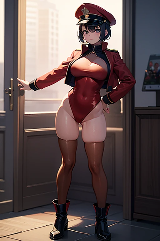 masterpiece, best quality,extremely_detailed_CG_unity_8k_wallpaper,extremely detailed_eyes,,evangelion: 3.0 you can \(not\) redo,1girl, solo, Katsuragi_Misato, brown eyes,indigo hair,big_breasts, cross_necklace ,red jacket, mature female,aged up,upper body, full body (NSFW breasts), hdri, extremely naked, nude, nua, pelada, nsfw, gigantic breast 1.9
