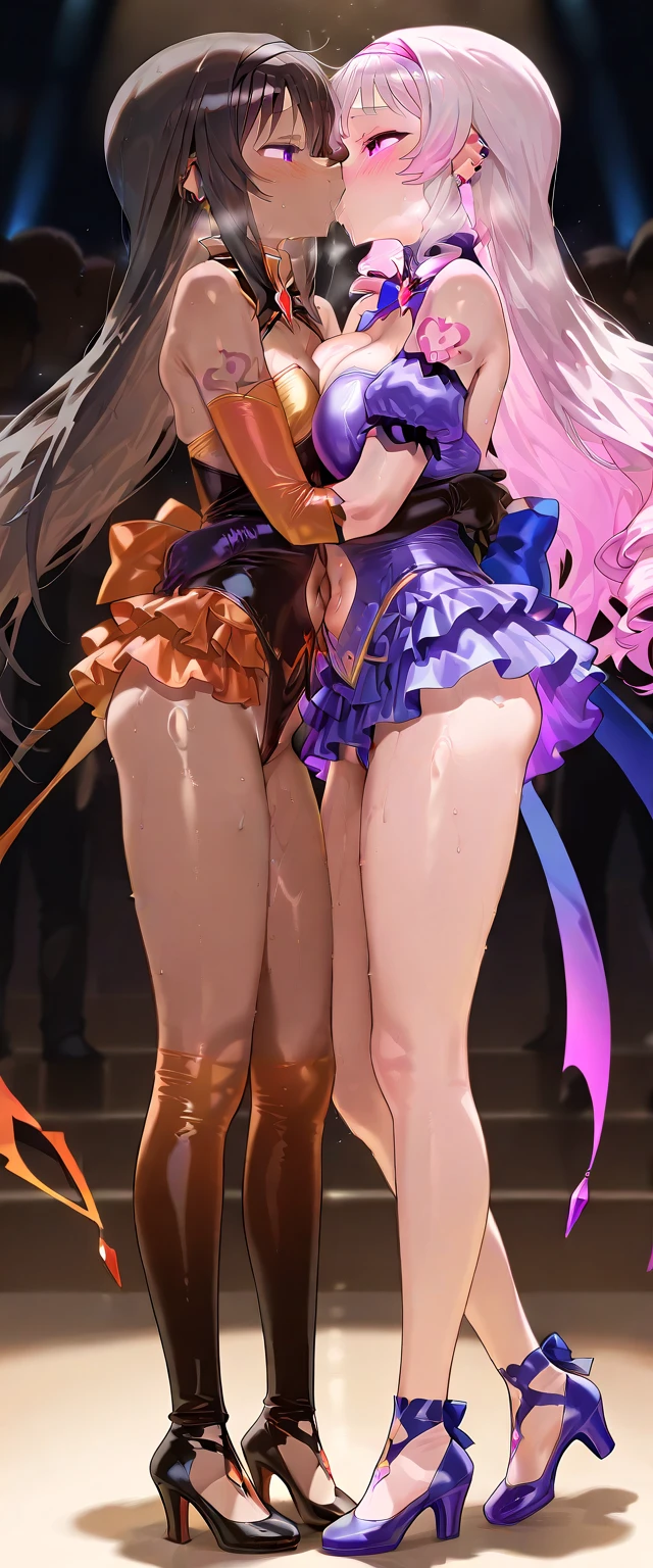 hight resolution, top-quality, ultra-quality, The ultra-detailliert, lighting like a movie、full of sweat、Wearing sweat、((((sexy precure wedding))))、、、(My whole body is sweaty、after sex、show off your pussy、not wearing underwear、accurate anatomy、beautiful nipples、protest、angry face、blush、)、Obscene atmosphere、Front Camera Angle
