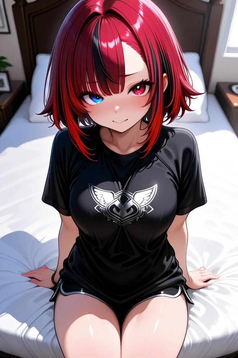 This character is a teenage girl with horns that are 13.2 centimeters high and 1.28 centimeters thick. The horns are located on the upper left side of her head, showing remnants of her previous life as a Hollow helmet. Ella tiene corto, rojo y Fuego carmesí Her hair is short and reaches her shoulders. She has small breasts, approximately 2 and 1.5 centimeters high and 1.10 centimeters thick. She is 14 years old jeans and t-shirt (sudadera con capucha).