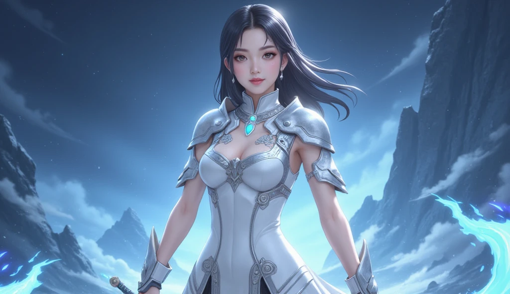 A woman in armor stands in front of the city, digital fantasy art ), Art germ ; 3d unreal engine, Fantasy Woman, digital fantasy art, author:Fan Qi, Beautiful character painting, great digital art with details, beautiful female knight, digital fantasy character, Fanart Meilleure ArtStation, Epic fantasy art style HD, Rossdraws digital painting, Beautiful digital artwork