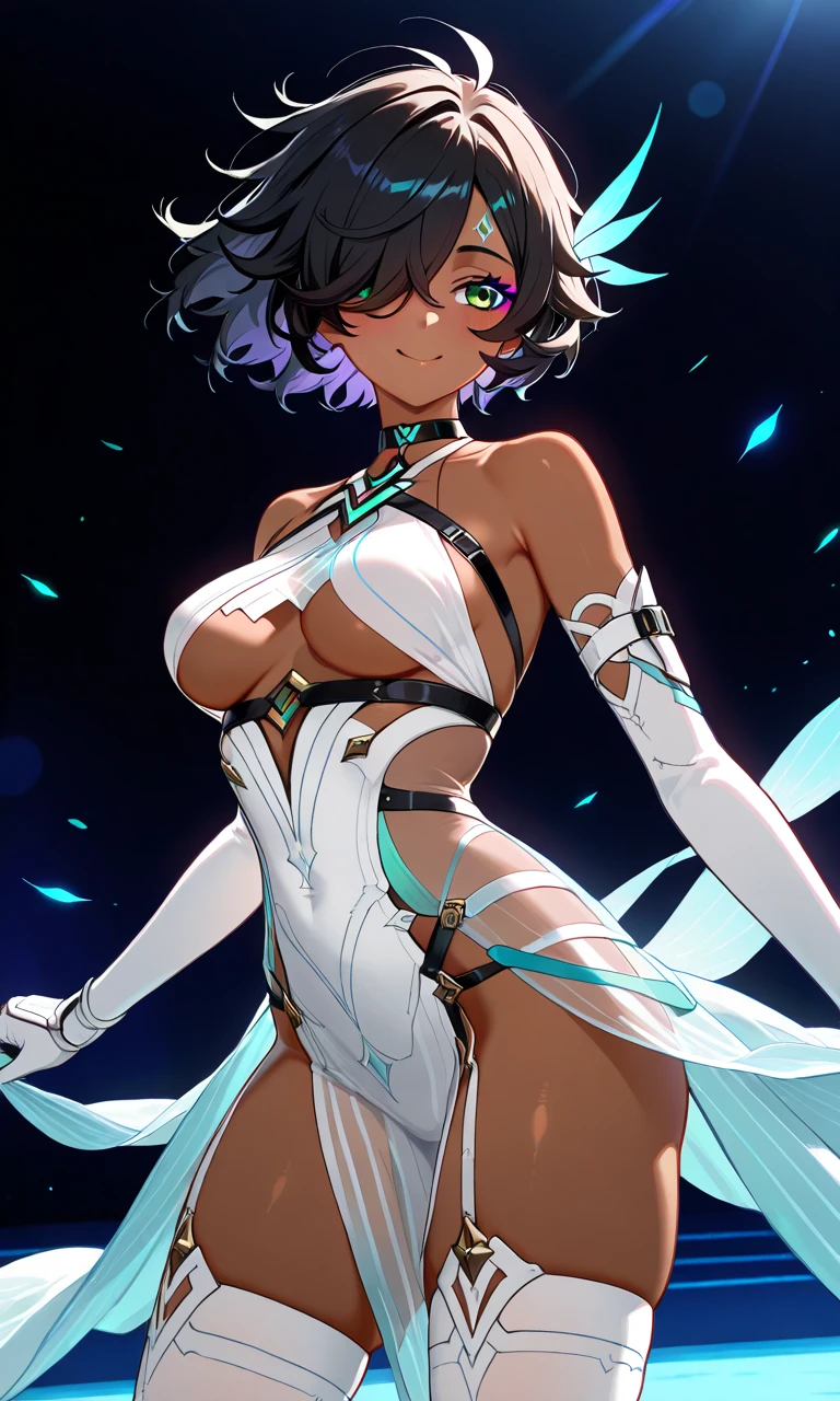 girl,(((1girl))),((extremely cute and beautiful purple haired girl)),
(large breasts:1.4),(((Purple Hair, Braid))),((yellow_eyes:1.5)),intricate eyes,beautiful detailed eyes,symmetrical eyes,((fat)),(((lustrous skin:1.5,bright skin: 1.5,skin tanned,shiny skin,very shiny skin,shiny body,plastic glitter skin,exaggerated shiny skin,illuminated skin))),(spider lower abdomen,narrow waist,wide hip,athletic body,inflated legs,thick thighs,detailed body,(detailed face)),
cute,slutty,seductive,erotic,(nsfw),smile,
((White Leotard Bride)), ((intricate outfit,intricate clothes,white theme)),
(dynamic pose:1.0),embarrassed,(centered,scale to fit dimensions,Rule of thirds),
((((many fireflies,fireflies,glowing fireflies,fireflies in the background)))),
((deep and dark cavern)),(mysterious lights in the background, stalagmites, stalactites),scenery:1.25,intricate scenery,((deep and dark cavern background)),
(Glossy sexy ornaments),highres,sharp focus,(ultra detailed,extremely detailed),(photorealistic artwork:1.37),(extremely detailed CG unity 8k wallpaper),(((vibrant colors,vibrant theme))),(intricate),(masterpiece),(best quality),artistic photography,(photography taken by sldr),(intricate background),perfect rendered face,perfect face details,realistic face,photo realistic,((intricate detail)),(((realism))),
