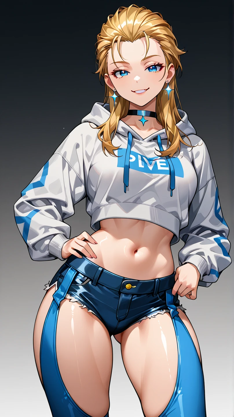 score_9, score_8_up, score_7_up, source_anime, rating_safe, highres image, masterpiece, best quality, girl, cute face, clear skin, shiny hair, ultra detailed eyes, simple background, tpp, thong, cowboy shot