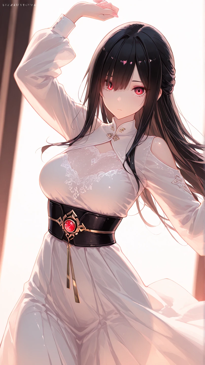 Ajof, side locks, golden hairband, hair adornments, ((Red eyes:1.5)), gold earring, ,((black hair:1.5)),
BREAK ((white off-shoulder wedding dress:1.5)),
BREAK looking at viewer, (cowboy shot:1.pression is solemn,cute expressive face,
BREAK (masterpiece:1.2), best quality, high resolution, unity 8k wallpaper, (illustration:0.8), (beautiful detailed eyes:1.6), extremely detailed face, perfect lighting, extremely detailed CG, (perfect hands, perfect ),