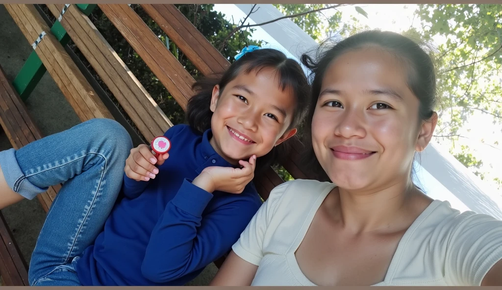 mother and child daughter sitting on plants