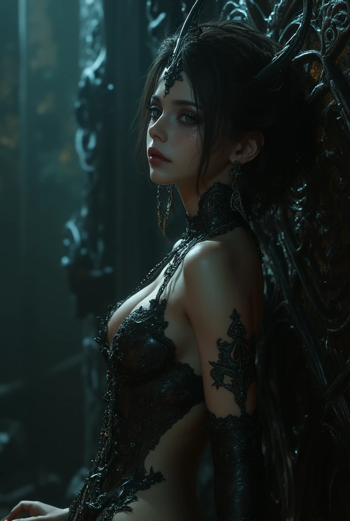 best quality,ultra-detailed,gothic,beautiful detailed eyes,beautiful detailed lips,,pale skin,jinx dress,roses,moonlight,sharp fangs,dark atmosphere,haunting,ethereal,nighttime,fangs gleaming,bloodlust,hypnotic gaze,vampire ((massive perfect breast)) perfect body, steampunk, world, highly detailed skin texture,