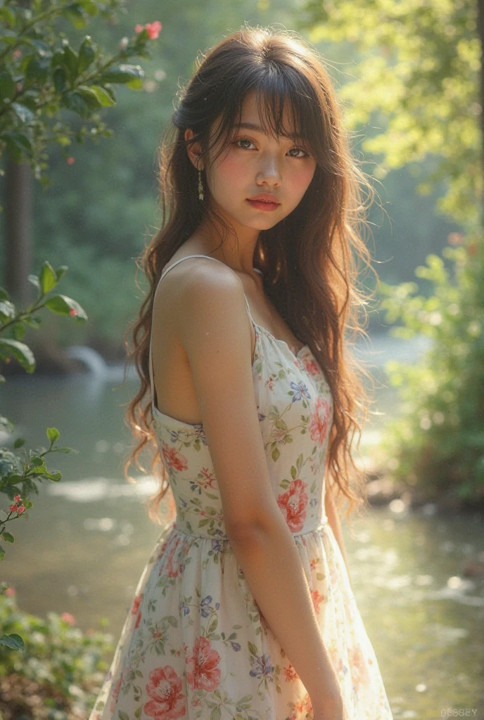 8k、Raw photo、(masuter piece)1.5、(top-quality)1.5、Hi-Res、Looking Up,(girl with)、(realisitic、Photorealsitic:1.5), (Close eyes):1.0, (Open mouth):1.5 Real numbers、Upper body、brown hair,Sleeveless、skinny、14years((small tits))1.5、Eyes closed、Deep sadness、Sorrow、look up sky、screeming、Background blur