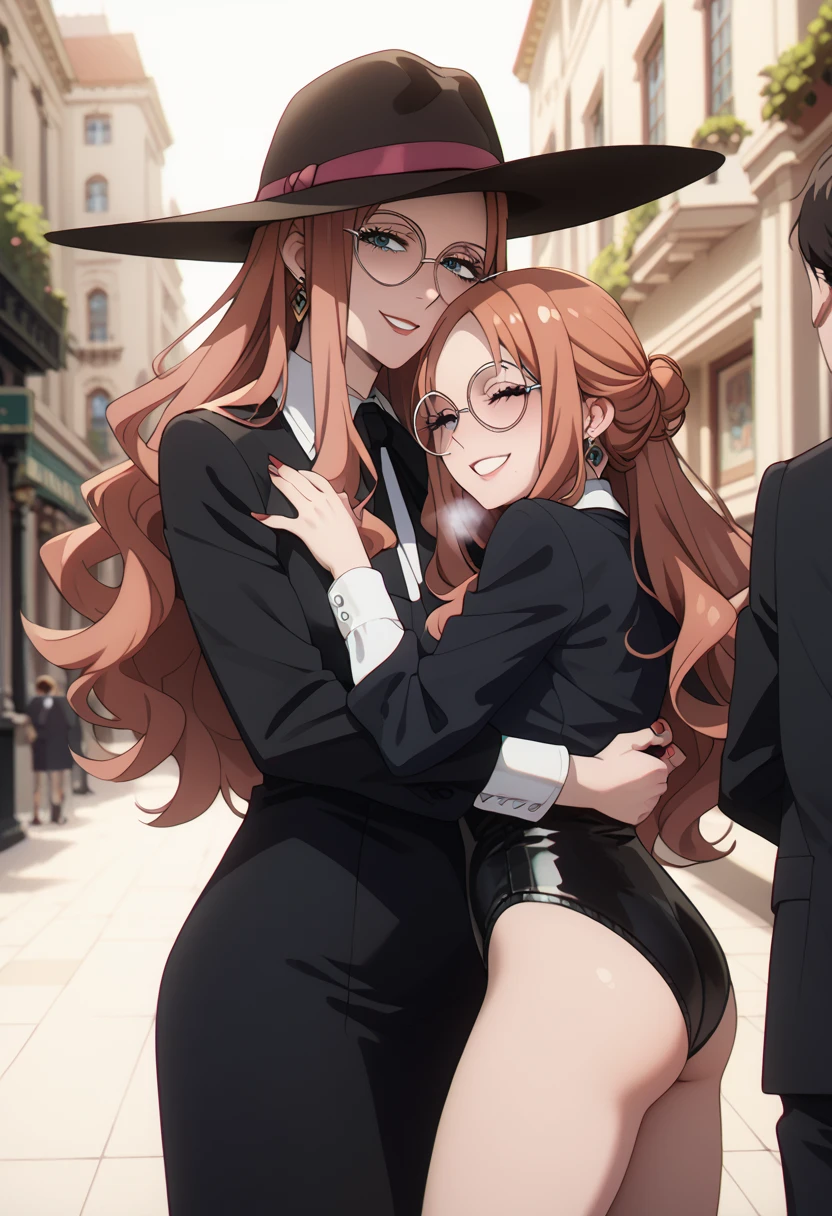 Masterpiece, Best Quality, ultra detailed, illustration,
(1 girl), Alone, Beautiful detailed eyes, cowboy shot ,sharp focus, bright Eyes, detailed eyes 4k, reflection in the eyes,
silvia sherwood, Expressionless, green eyes, black hats, has, glasses, leotard black, bare legs towards the viewer
(cheeky smile,:0.9),
looking at the viewer, model shoot style, (fcDetalleRetrato:0.8), [simple background:beautiful landscape:0.2], Walking in the forest, Backwards
