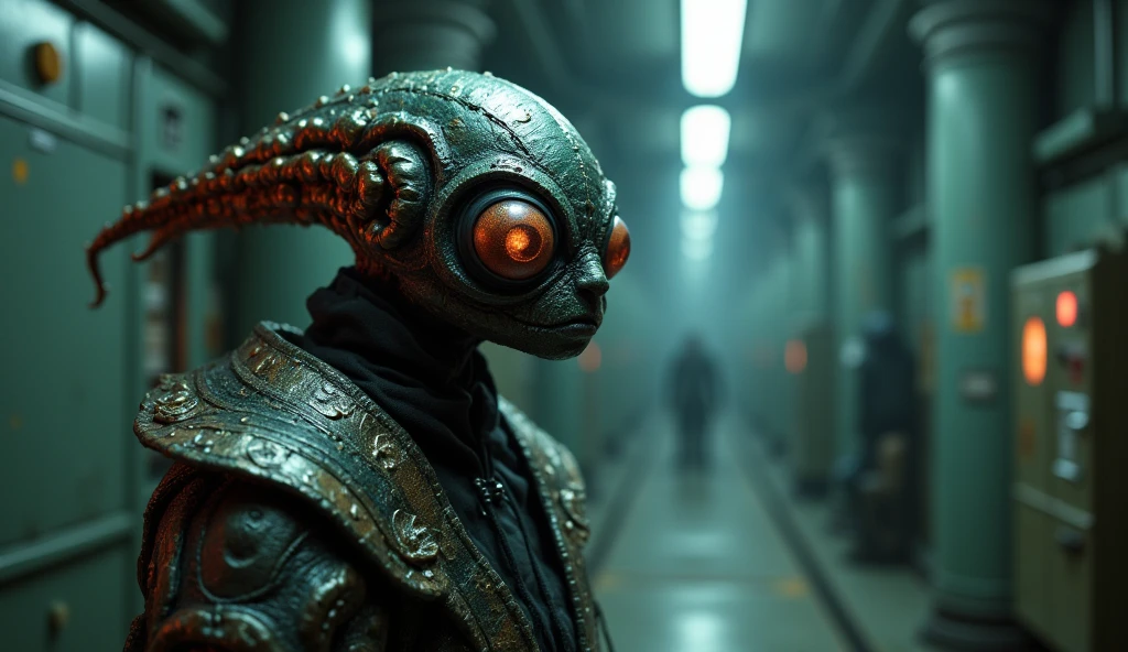 full-body-shot,niobium Manganite (The Alien Entity:Caribbean:0.5), wants eat,survival in criminal city of future,Cinematic,soft colors, Technicolor,natural skin textures, hyper realism, hyper detailed,Extremely detailed,High contrast,Masterpiece,Realistic,Ultra Detailed, intricate details,realistic humid leather,extremely intricate,Epic Realistic, cinematic style,irina yermolova,high contrast,HDR,extremely detailed, [deep night landscape],masterpiece,intricate details,faded,eyes extremely detailed, high detailed eyes,8k resolution,RAW,retina, Nikon Z9