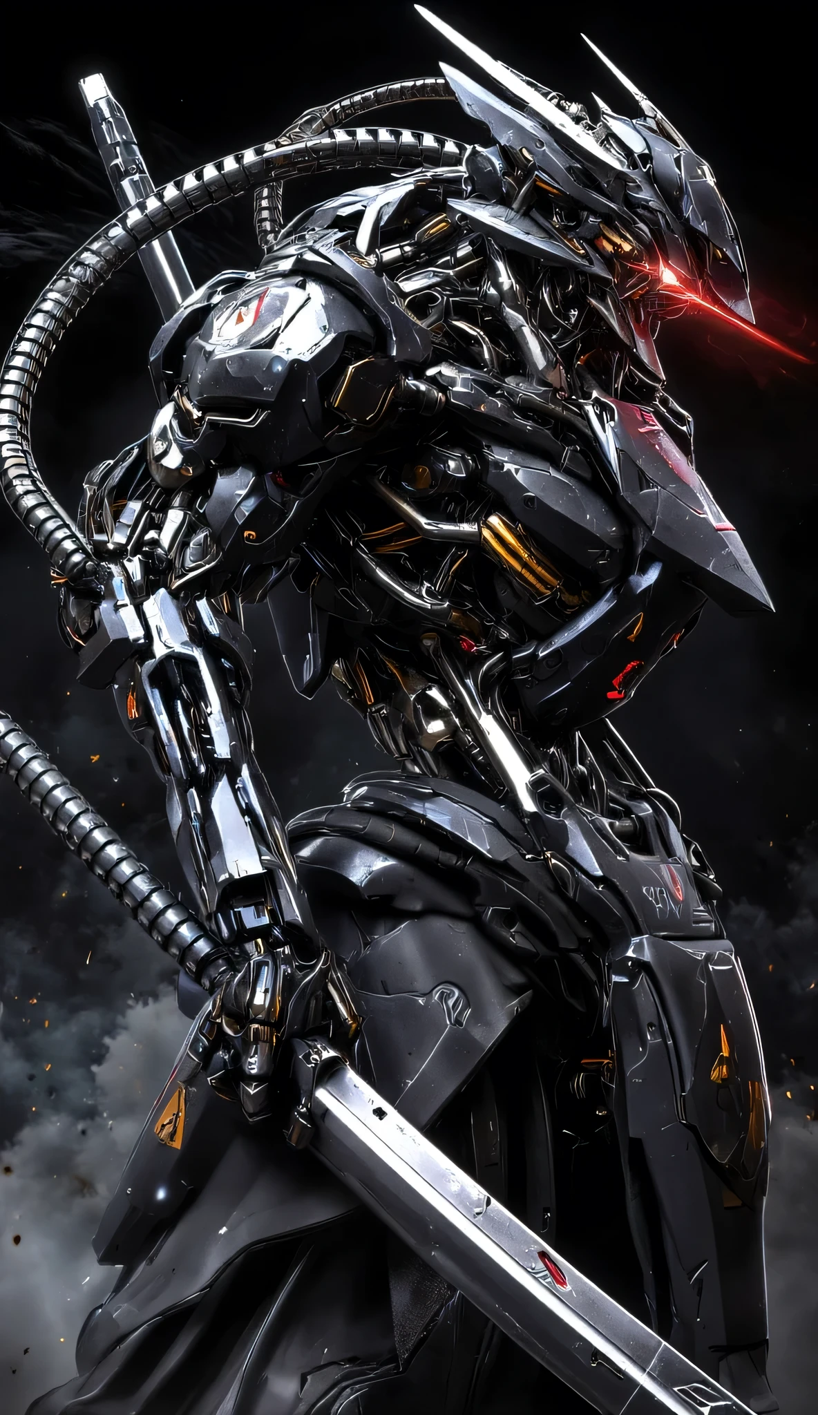 巨大realメカロボット, heavy metal, Darkness, Threatening、details, Mechanical、high image quality, 4k、8k、16k、best quality, high resolution, dynamic lighting, Rough Textures 、real、high image quality、realistic、of the best quality、masterpiece、超details、Refined and sharp aircraft design、((Holding a futuristic long range rifle in the right hand、The left hand is attached))、detailsなデザイン、金属のrealな質感、metal、 full body view、Functional simple design、perfect color balance、(超high resolution)、Mechanicalパーツ、Iai swordplay posture、dynamic pose、巨大realメカ, heavy metal, Darkness, Threatening、detailsな構造, Mechanical、high image quality, 4k、8k、16k、best quality, high resolution, dynamic lighting, Rough Textures , real金属、high image quality、realistic、of the best quality、masterpiece、超details、Refined and sharp aircraft design、detailsなデザイン、金属のrealな質感、metal、 full body view、 simple and functional design 、Vivid aircraft color balance、((with bullets flying and dust))、((realな市街地の戦場))、Explosion and Fire、(and both eyes are red and have a band similar to lightning)、Airframe balance、Airframe with a glossy gloss finish