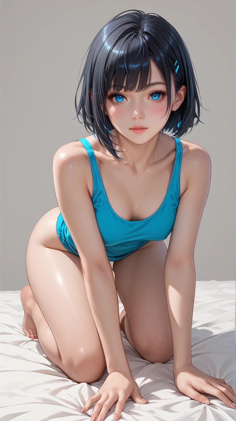 droopy eyes, realistic skin, ecstasy, ((Completely transparent) Casual all-over dress with floral print), underwear, spread legs, outside, 