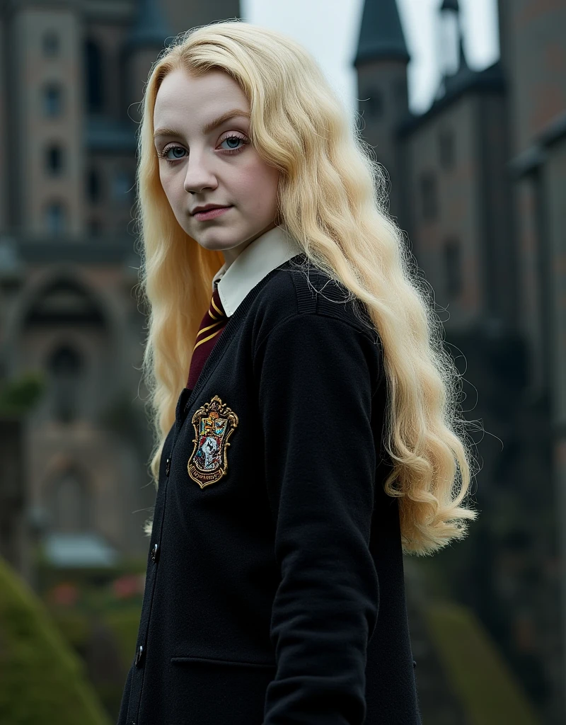 Young Ravenclaw from Hogwarts aged 17，irish blonde，green eyes，pale skin，Wear Hogwarts Ravenclaw uniform，There is a skin texture，Taking potions class，Real high details，Natural light，detailed background，Preppy style，masterpiece，best quality，intricate details，artwork