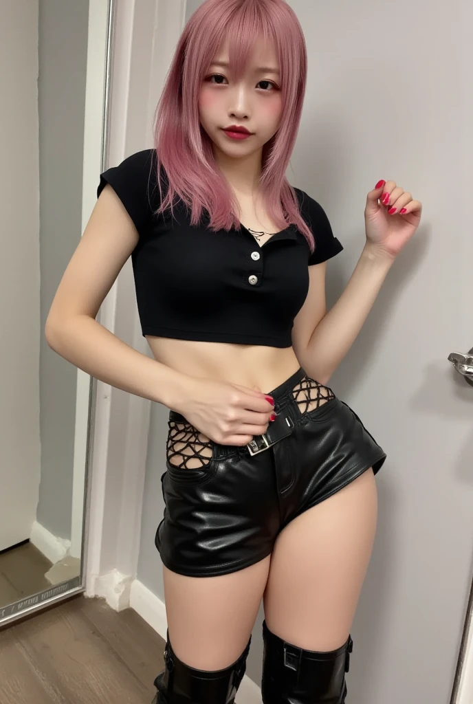 ((woman with tattoo on chest)), girl, Short white hair with bangs, Black strands of hair, Purple eyes, White T-shirt and panties, Pendant around the neck. Natural and beautiful standing posture, Crisp and realistic body detail. 超High resolution.Photorealistic:1.4,超High resolution. Realistic,High resolutionで, masterpiece, Highest quality, Very detailed, Better Shadows, Volumetric lighting), super high quality, High resolution, 8k, Ultra-Realistic Portraits , Photorealistic, Dynamic Lighting, Volumetric lighting, Very detailed顔,(NSFW:0.9),Large Breasts,Full Body Stand Posture,