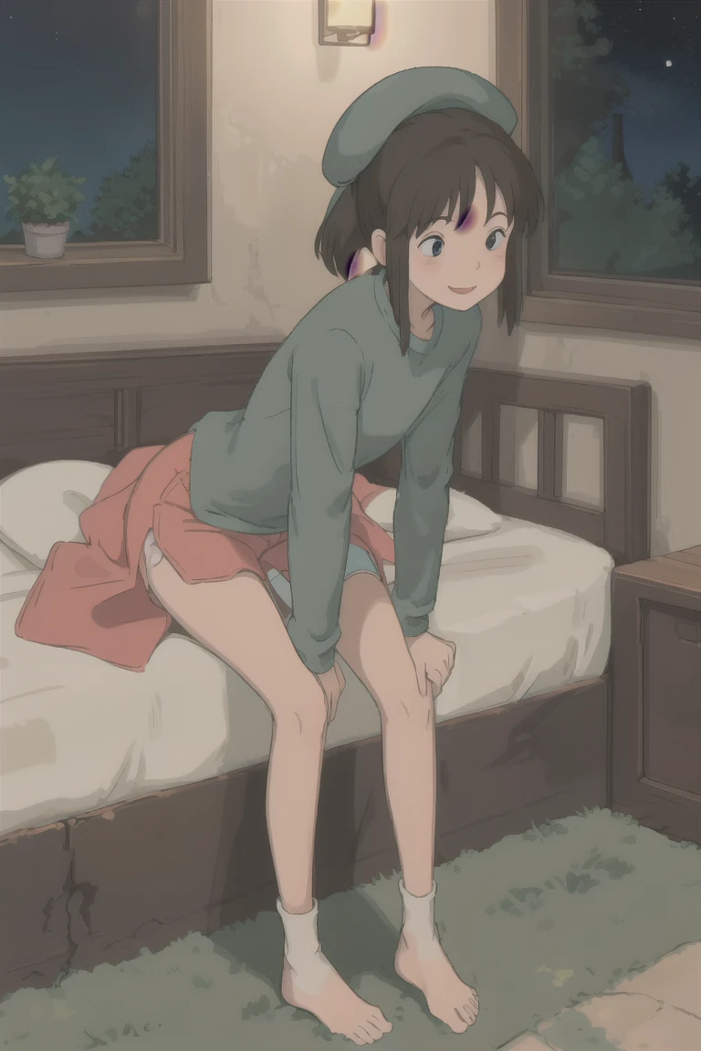 Girl standing in the forest,dress,・Lift up your skirt,Beautiful thighs,Embarrassed,To pee,Peeing,The spirit is thriving,