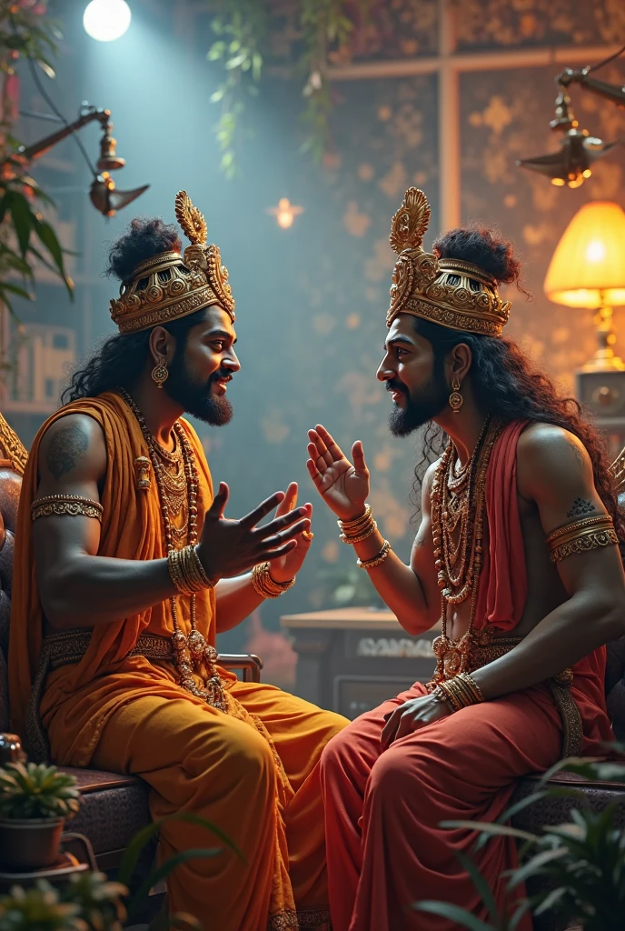 One bramhina pandit aged between 20-30 ,he is with good body and good light beard  met a king on his kingdom ,that king weared golden ornaments on his body