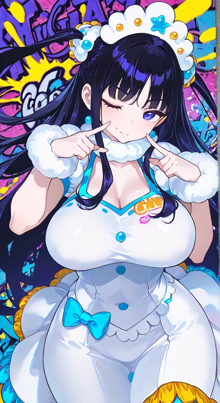 (masterpiece), best quality, (warm color:1.2), (warm lighting:1.2), expressive eyes, beautiful elegant face, drunk expression, ((Sakurajima Mai)), black hair, bangs, blue eyes, hairclips, bunny hairclip, playboy bunny ears, 1 girl, looking at viewer, (in bedroom), (warm skin tone), (solo, blushing), (sensual pose), (nude), (smug expression), (huge round breasts:1.3), (cleavage), (small perky nipples), (muscular shoulders:1.2), (muscular arms:1.2), (hourglass figure:0.85), (narrow waist:0.4), (fit body:1.2), (defined navel:0.75), (abs:0.4), (excessive cum all over body), (excessive cum all over body:0.8), (excessive cum on her breasts:1.0), (cum on her face:1.0), long thick strands of cum