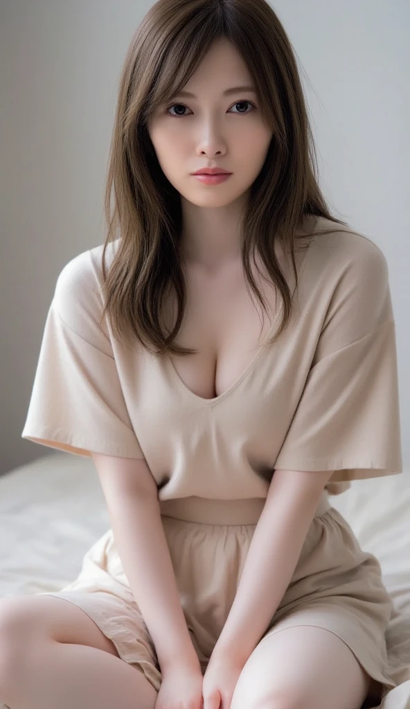 ((Highest quality, 8k, masterpiece :1.3)), One girl, Beautiful woman with slim abdominal muscles :1.3, (Random Hairstyles, Huge breasts :1.2), Casual clothing :1.2, indoor, Highly detailed face, Fine grain, double eyelid、Japanese women