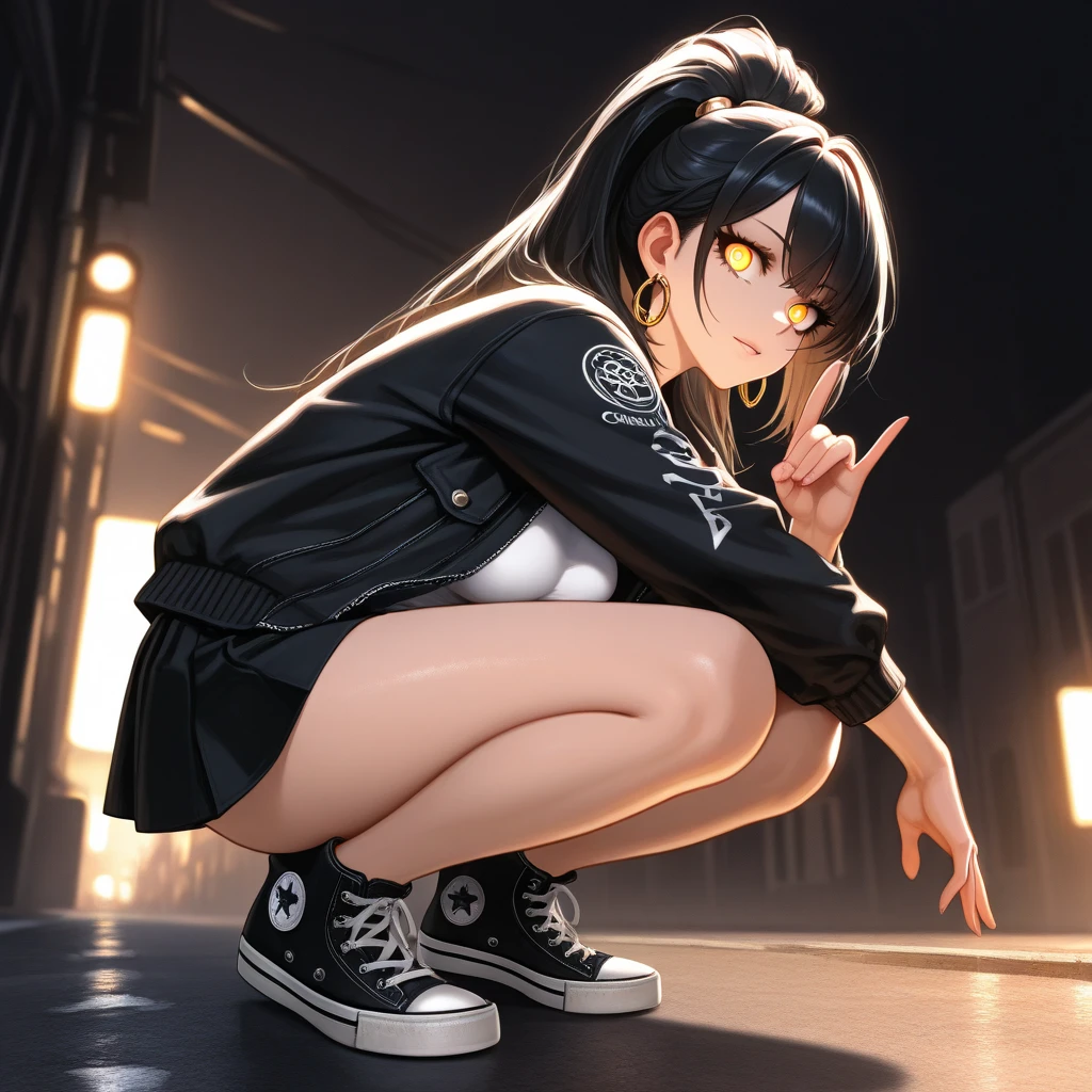 ((1boy)), cat ears, cat tail, short messy black hair, golden eyes, smile, black hoodie, black booty shorts, black thigh highs, black shoes, HD, vibrant, forest background, ((masterpiece, high quality)), big butt, big thighs, epic scenery