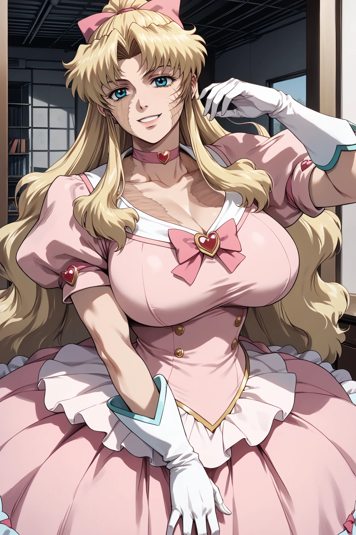 Best Quality, High resolution, Cartoon girl in pink dress, Lori, y 2 k cutecore crowncore, The real Big Mom, Anime Princess, Wearing a luxurious dress, Favorite character, Magical Girl Style, Magical Girl Portrait