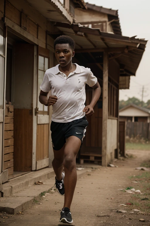Running compatition with village boy, ground, full, details image 