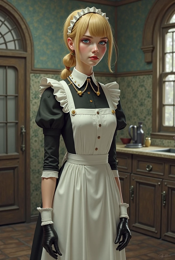 Ashley in maid dress