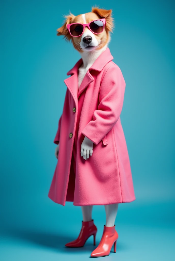 (Close-up of a little husky girl wearing a pink coat leading a little husky dog on the catwalk), gucci catwalk, catwalks, walking down the catwalk, highly fashionable,!!! Husky little dog!!!, 2 0 2 0 fashion, gucci clothes, catwalk photo, Tiny white husky dog in a pink dress, Furry style, fur attire, fluffy'', he wears a big coat
