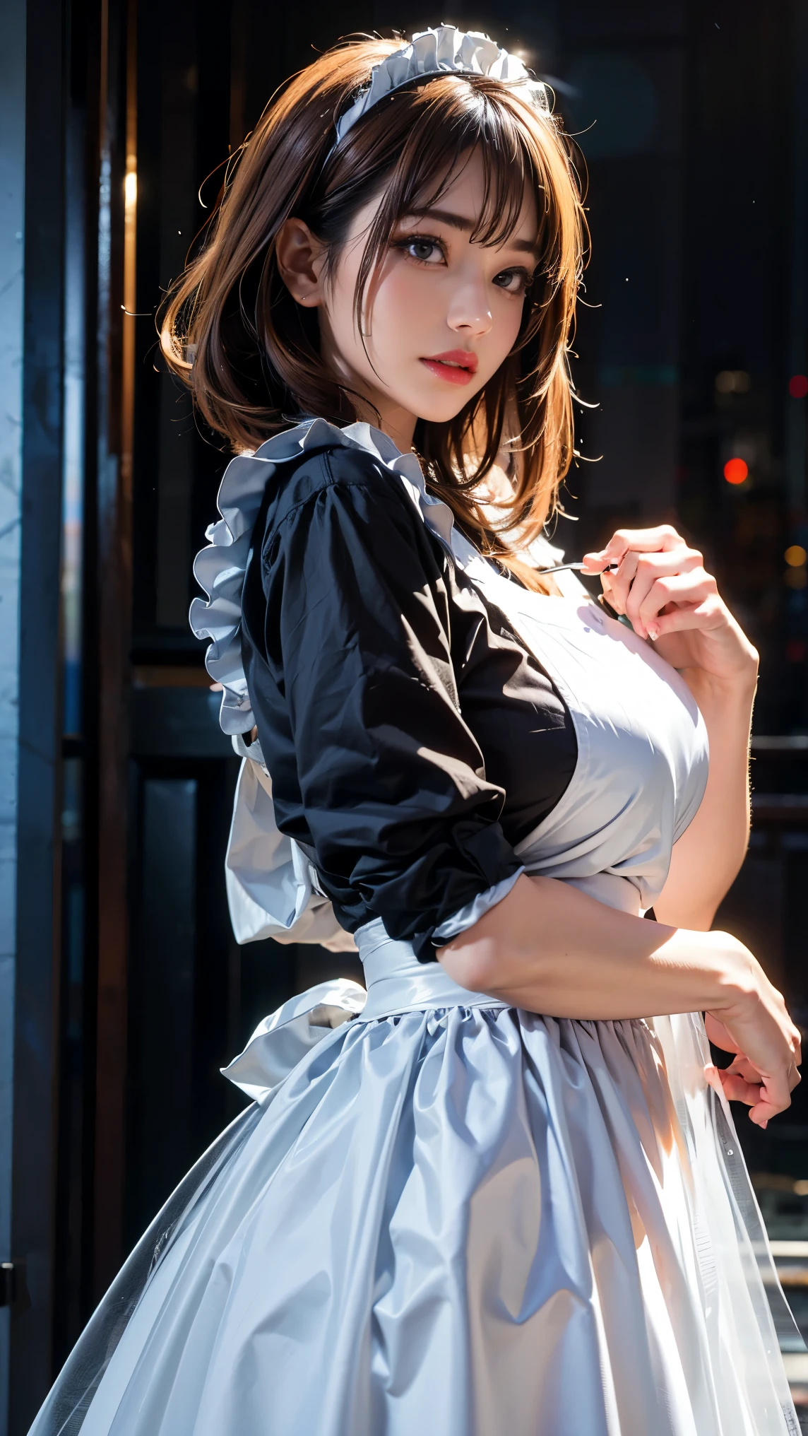 pretty girl, 4k quality, front, Huge , Tight tulle, Transparent Apron