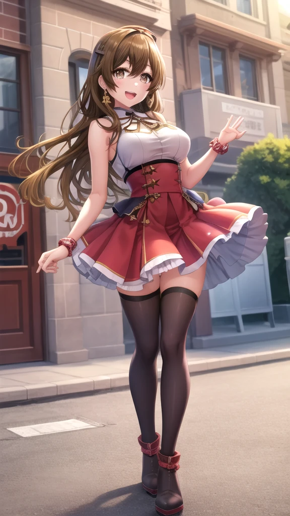 ((highest quality、High resolution、Highly detailed CG Unity 8K wallpaper))、detailed face、perfect body、unparalleled beauty、beautiful breasts、open your legs、shy smile、I'm seducing you、sing、dance、((She lifts up her skirt and shows her panties on live stage))