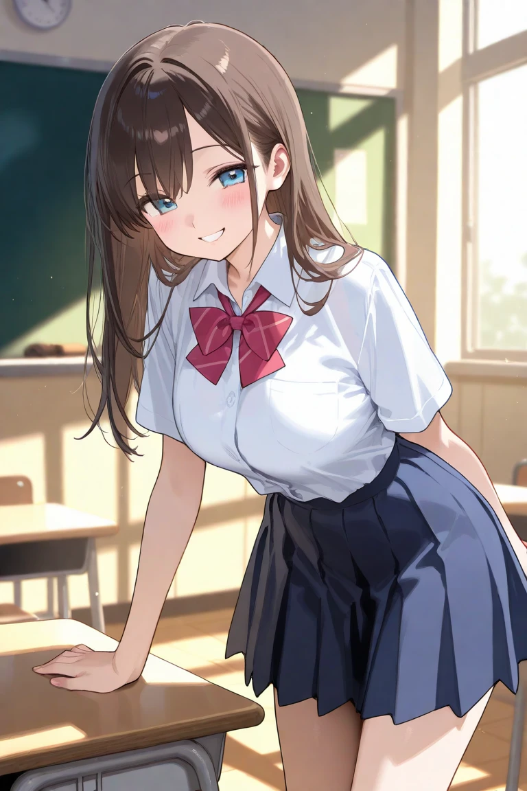 best quality,((((1girl)))),flat chest,((((:1.3)))))),curvy,((orgasm,blush,ahegao,saliva,saliva trail:1.1)),clenched teeth,sweat,black hair,long hair,hair ribbon,((serafuku,shirt,blue skirt:1.1)),mini skirt,classroom,lift skirt,upskirt,lace panties,white panties,white kneehighs,Tachibana Arisu,dildo Under panties