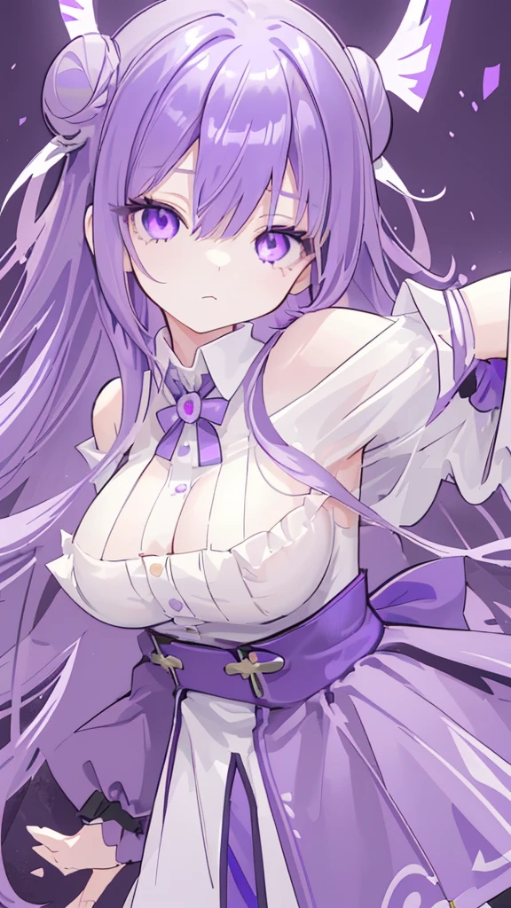 SHINONOMEREI, PURPLE HAIR, ANTENNA HAIR, HAIR BETWEEN EYES, MESSY HAIR, LONG HAIR, RED EYES, EAR PIERCING,, large breasts, live stage, solo,, nsfw