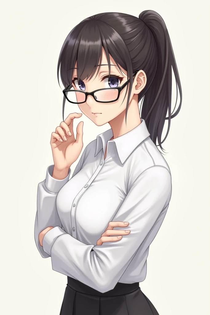 Wearing glasses、There is a young woman in a white shirt, with glasses, chiho, 奈良美智, reluvy5213, shikamimi, sakimichan, Shiori Teshirogi, Kotegawa Yui, with black eyeglasses, with square glasses, Smooth white tight clothes suit