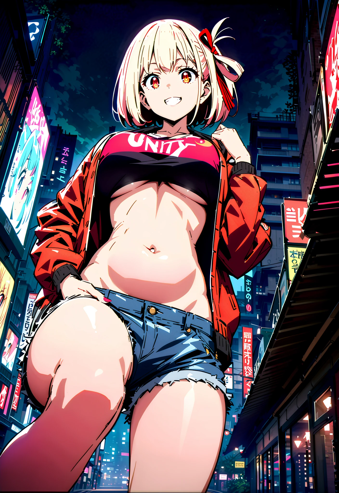 (best quality, 8k, highres, photorealistic:2.0), (solo, one girl:2.0),(lighting:front),(lighting: strong),(Russian Beauty:2.0),(very muscular girl:2.0),(bodybuilder girl:2.0),(shiny skin:1.5),(oily skin:1.5),(platinum blonde hair:1.5),(raise both arms behind your head:1.5),(high heels:1.5),(lewd girl),(cyberpunk location:1.9),(amazing orgasm:1.8),((A bodybuilder with a huge amount of muscle:1.7)),((very small breasts:2.0)),(topless girl:1.5),(No clothes:2.0),(((hairy crotch))),(((black pubic hair))),(Super body builder),