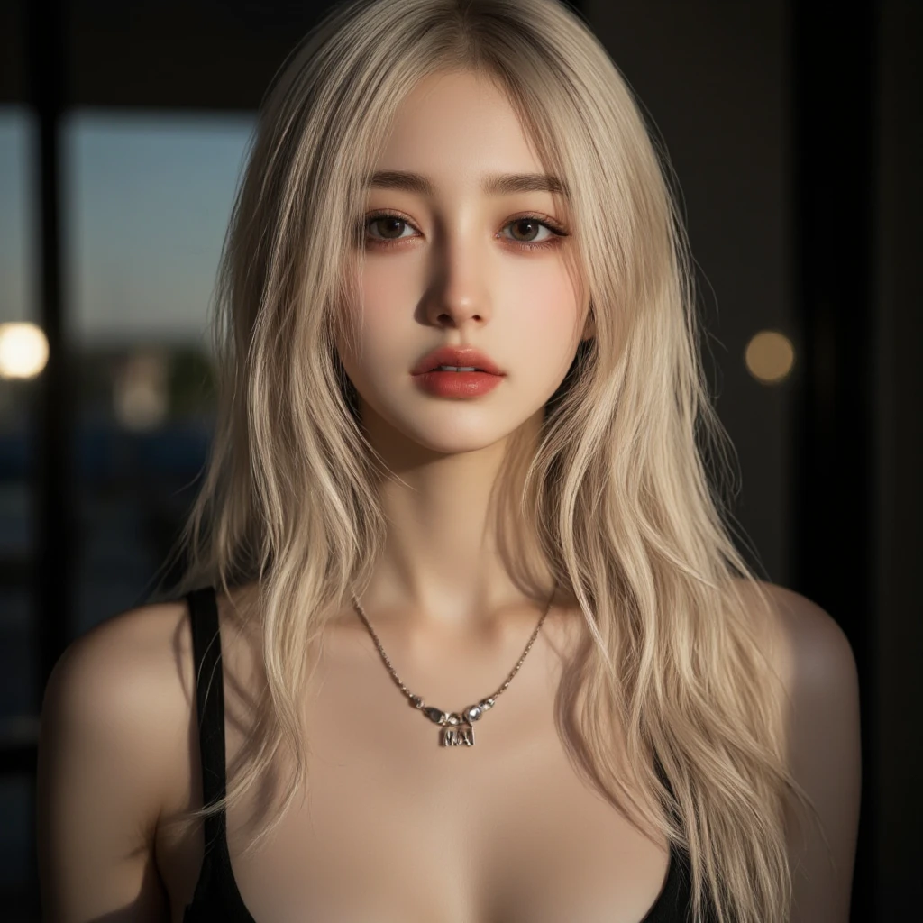 (Ultra Realistic), (Illustration), (High Resolution), (8K), (Very Detailed), (Best Illustration), (Beautiful and Detailed Eyes), (Best Quality), (Ultra Detailed), (Masterpiece), (Wallpaper), (Detailed Face), Solo, One Girl, Viewer, Fine Detail, Detailed Face, In the Dark, Deep Shadows, Low Key, pureerosfaceace_v1, Smile, Long Hair, 46-point oblique bangs, full body, showing legs, white hair, sitting, legs open
