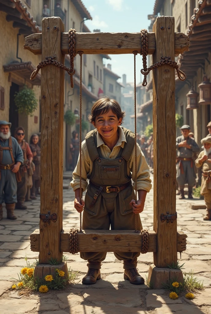 "A small goblin, Spanish folklore character with mischievous expressions, medieval times, traditional Spanish peasant attire, inside an old rustic Spanish house, sneaking around and causing mischief, with wooden beams and rustic furniture in the background, medium shot, hyper-realistic, photo realism, cinematography --ar 9:16"