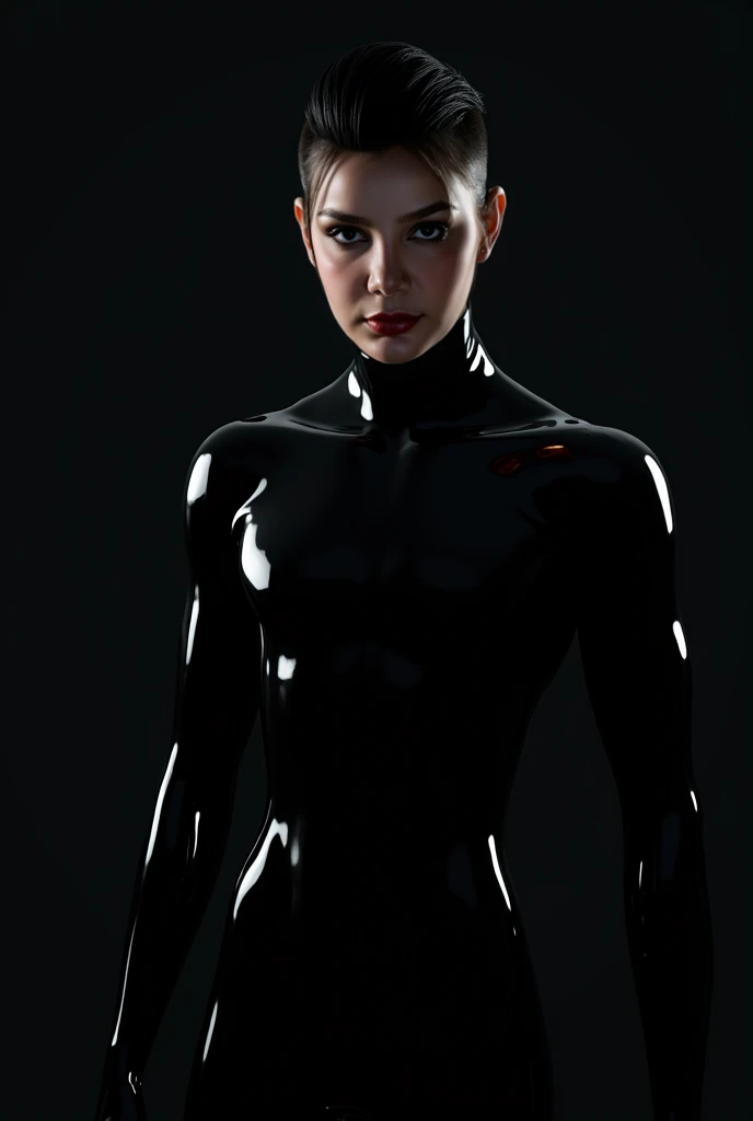 beautiful sabine wren wearing a skimpy outfit ,Slave Leia Outfit (cute face dutch lara), lying in tight latex Slave Leia Outfit,((bondage harness, seamless Latex)) seamless suit, dynamic pose, masterpiece,(background: Fetish ,red lights), perfect face, style: shiniez
