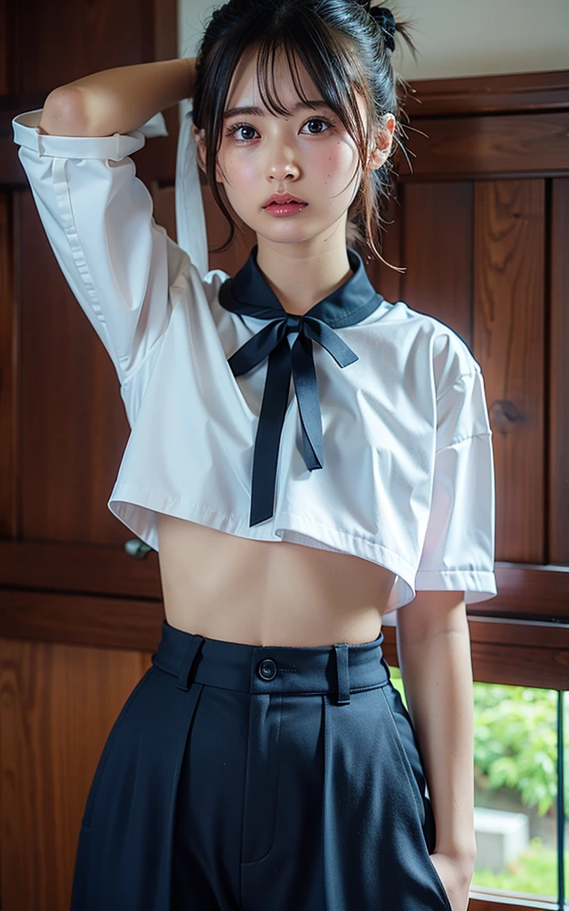 highest resolution、High level image quality、8K、true due diligence、원시 picturegraphy、top quality、masterpiece、table top、erotic、student、I like pink,white skin,knee,(flesh colored pantyhose),detail panties pattern、panties focus、pink panties、absurd,small face、 giant、중간에서 앞head 분리、The forehead is visible,(cold expression<꽉 It looks like,It looks like부심,Optimize,Thin anger)、masterpiece,top quality、Super high resolution A,원시 picture,wren,beautiful excrement,One, solo,dark expression,,whole body、Very good、JK ,High school girls,Japanese Female,stand,(photorealistic:1.37)、photon mapping,light blue ribbon,realistic、귀여운 small face,갈색 It looks like、Black socks、22 years old、(red bow tie)、radio city、physics based wrendering(물리 기반 wren더링)、Panorama、depth of fieldlurry background、picture,feminine,beautiful bridge, long legs, thin legs,long bob cut,(앞head가 보인다), head, Lips, blue_It looks like, cosoft,(pink shirt), (navy pleated skirt), knee이 다,thin clothes,, femur, black cotton socks,Nogizaka Idol, , Japan's island、반짝이는 It looks like、반짝이는 Lips、