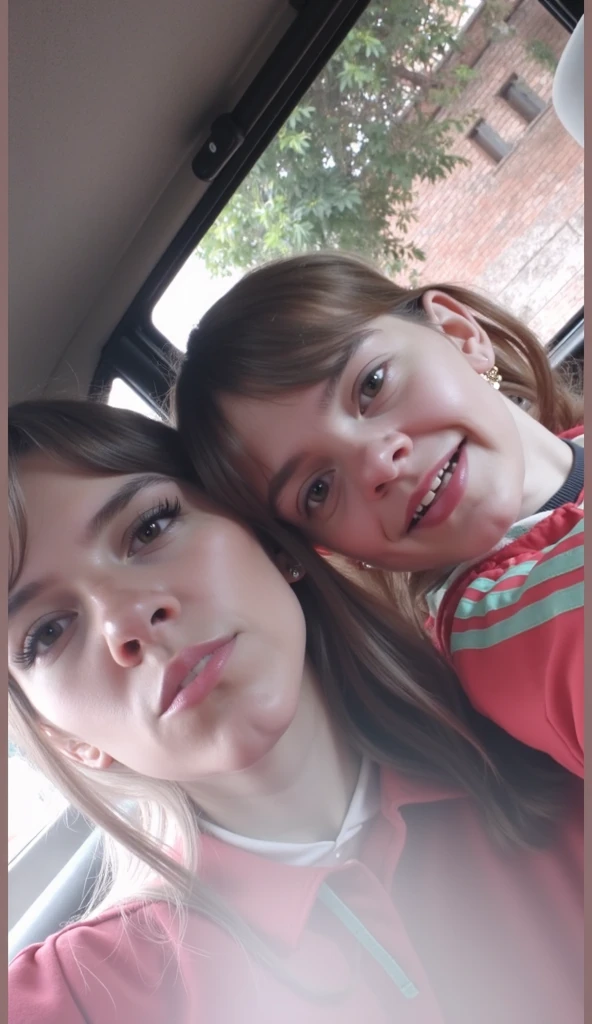 There's a woman and a girl sitting in a car, imagem de perfil, noite!, sentada em seu carro, sentado em um cinema, foto do perfil, noite!!, dirigir no cinema, taken in the early 2020s, photo taken at night, imagem do avatar, at night time, muito bobo olhando, Fotografia selfie 8k, divertindo-se