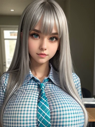 (top-quality),(masterpiece),(detaileds), bronze skin,very well tanned skin woman,blue eyes,solo,(wavy hair,blonde hair),(very wet school uniform:1.2),baggy socks,very wet breast,see the cleavage,bra,plaid shirt,she get down on all fours,(she wears a lot of earrings),tongue out,in a public toilet,sweaty face,(blushing:1.2)