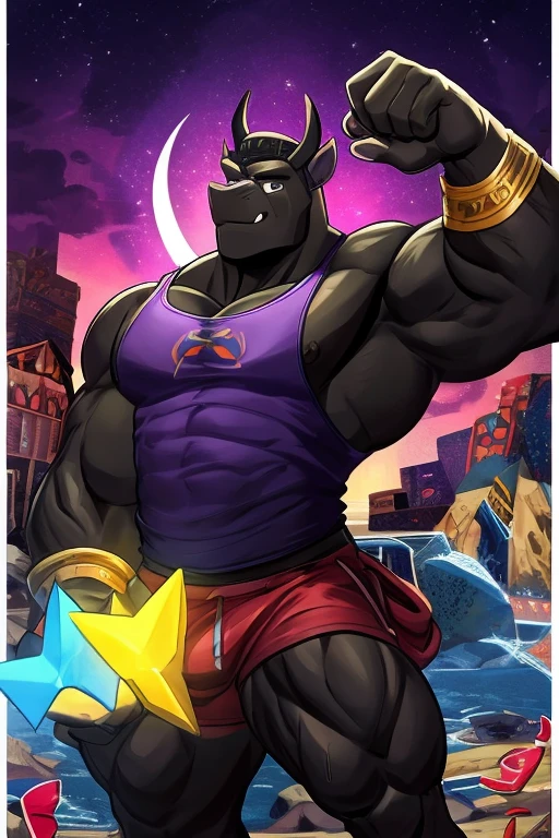 by personalami, by honovy, by thebigslick, by taran fiddler, by pixelsketcher, male, solo, anthro (machoke), adult, photorealistic, hyperrealistic, ultradetailed, natural pose, (muscular:1.3), ((standing)), ((thin black thong:1.3)), (detailed eyes:1.2), (nipples:1.2), (massive bulge:1.3), (large pecs:1.3), (bedroom, detailed background), cute eyes, nighttime, dark, dim lighting, moonlight, (bulky:1.3), worm view