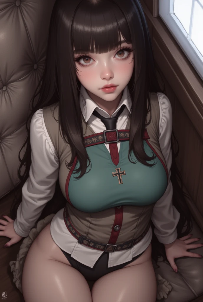 ((((Best Quality, 8K, 32K, masterpiece, 1.2)))),{{solo}},((nsfw:1.5)),{{{Character reference: Nikke's Diesel:1.5}}},((perfect beautiful face:1.2)), slender body, in classroom, ((crotch rub, pushing crotch to the edge corner of table, doing female masturbation by using corner of the table:1.3)), leaking pussy juice from pussy, (embarrassed,blush:1.2), trembling, heavy breathing, steaming body,