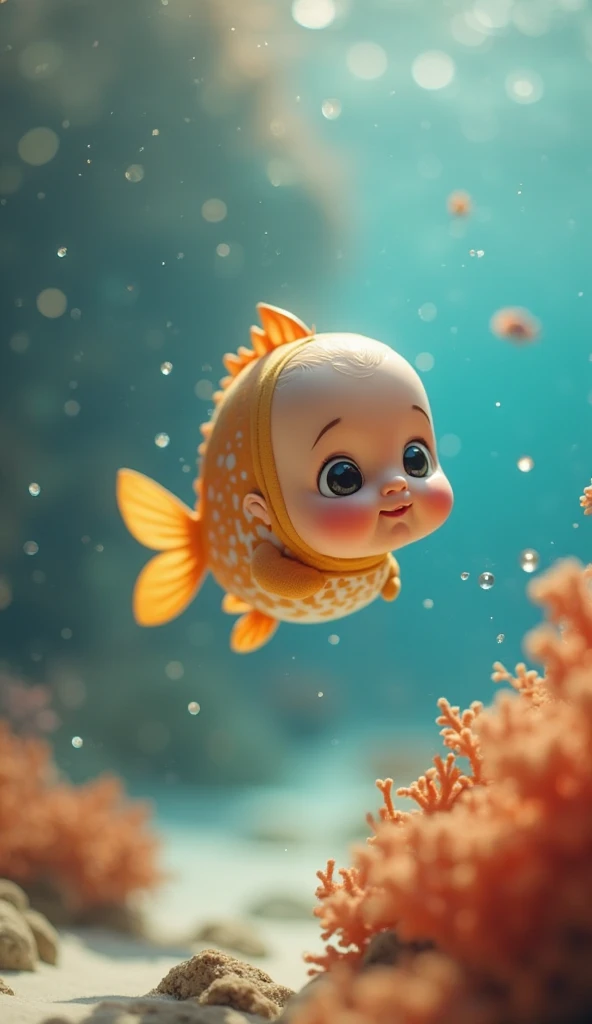 a baby wearing an aquaman costume, cute pose, very cute, detailed face, detailed fat body, detailed outfit (reality: 1.4), (A hyper-realistic), (high resolution), (8K), (highly detailed), ( Best Illustration), (detailed eyes), (ultra-detailliert), Bright lighting, Professional Lighting, The background is deep wate with lots of fish and corals.
