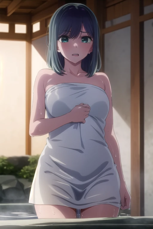 One man behind one woman、Completely naked、Abdominal muscles、Grab the waist、Erect male genitalia、blush、chest、dorsal position、Heterosexual、Naughty expression、Sex、Bedroom、Curvy、short hair、Completely naked、大きなchest、Nipples
