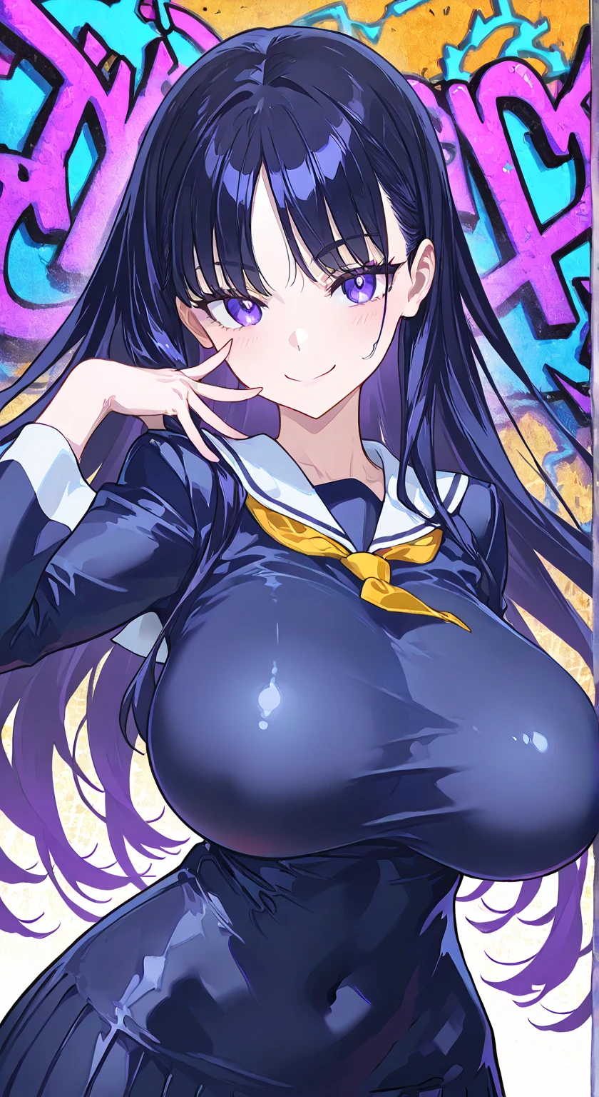 furuderika, long hair, purple eyes, blue hair, blunt bangs, , pink bow, , large breasts, , pink bow, live stage, nipple, naked, solo, Peeing, lactation, projectile lactation